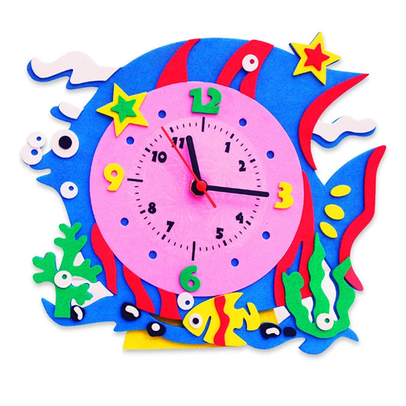 arts crafts diy toys Cartoon EVA clock crafts kids Puzzles educational for children\'s toys Fun party diy girl/boy christmas gift