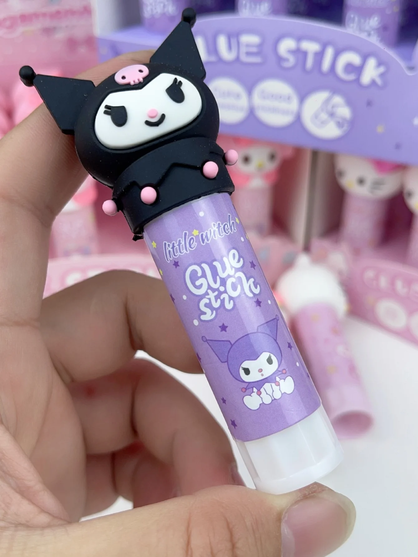 1 unidad de pegamento sólido HelloKittys My Melody Kuromi, bonito manualidades Diy, modelo giratorio, suministros para adolescentes y adultos