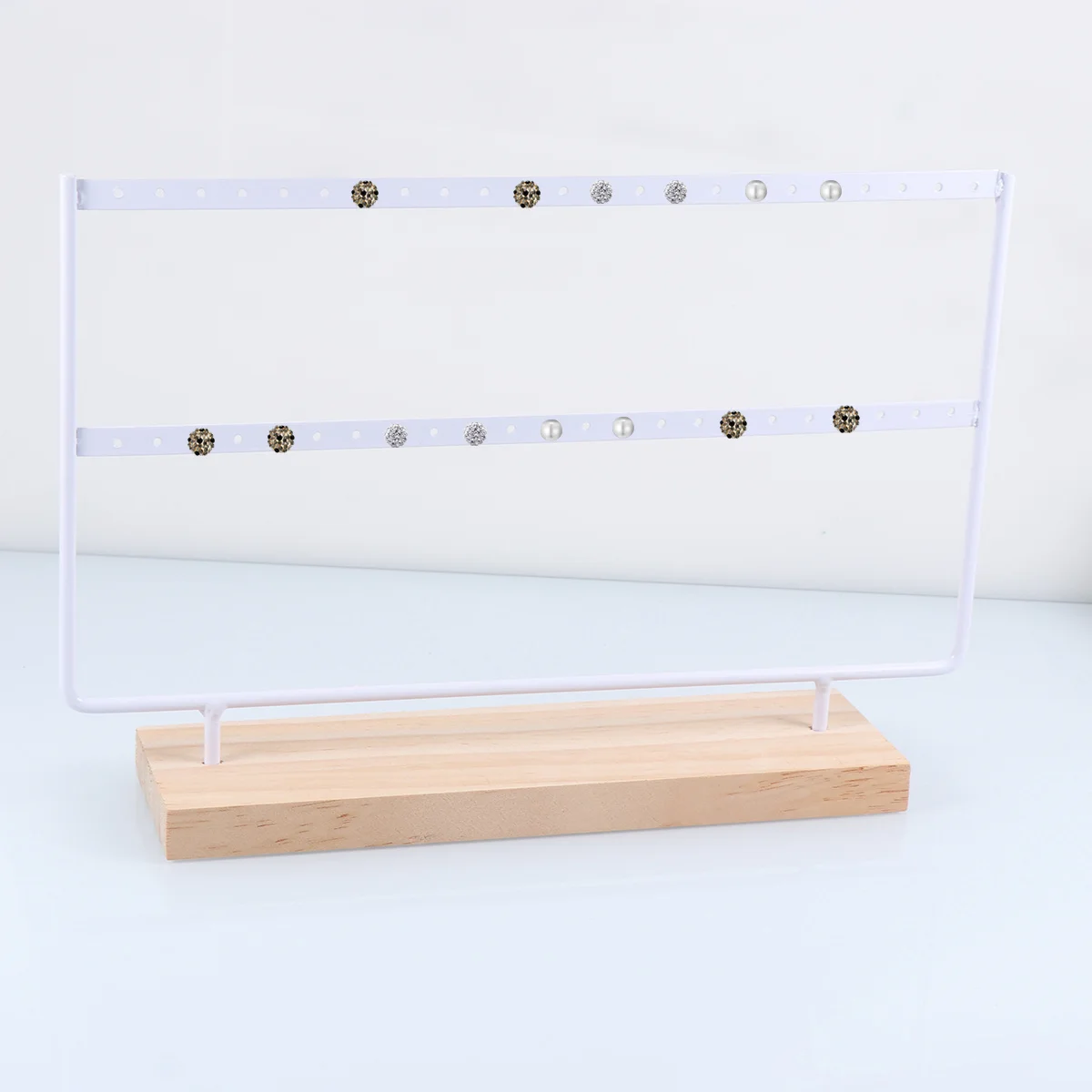 

Portable Earring Display Rack DIY Ornament Iron Art Jewelry Storage Rack Earrings Necklace Display Stand (White)