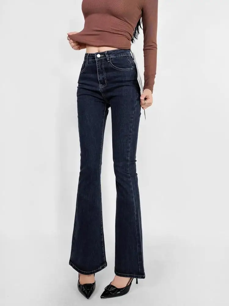Spring New Arrival Women's Slim Fit Bell Bot High Waist Jeans Versatile Sli plus Size Ladies' Denim Trousers