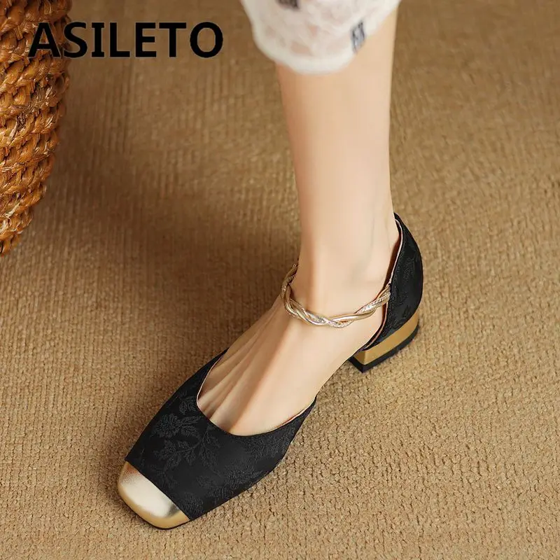 

ASILETO Design Женские сандалии 32 33 с квадратным носком и пряжкой на ремешке, разноцветные цветочные туфли размера плюс 41, 42, 43, модная летняя обувь для свиданий