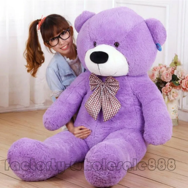 140cm Plush Purple Bear Soft PP Cotton Filled Short Plush Animal Cartoon Teddy Bear Doll