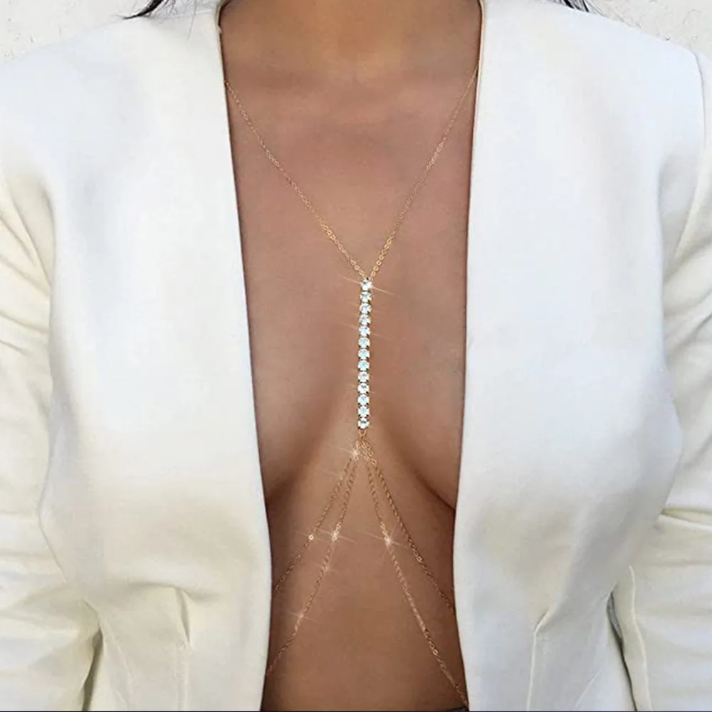 

Hot Sale Metal Breast Chain, Crystal Water Crystal Body Chain Waist Chain, Amazon Hot Sale