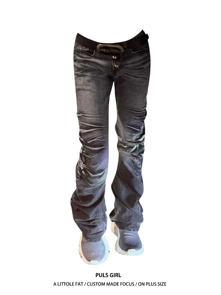 

High Waist Slim Fit Women's Jeans Knife Washed Crack Pattern American Street Style plus Size Casual Long Pants