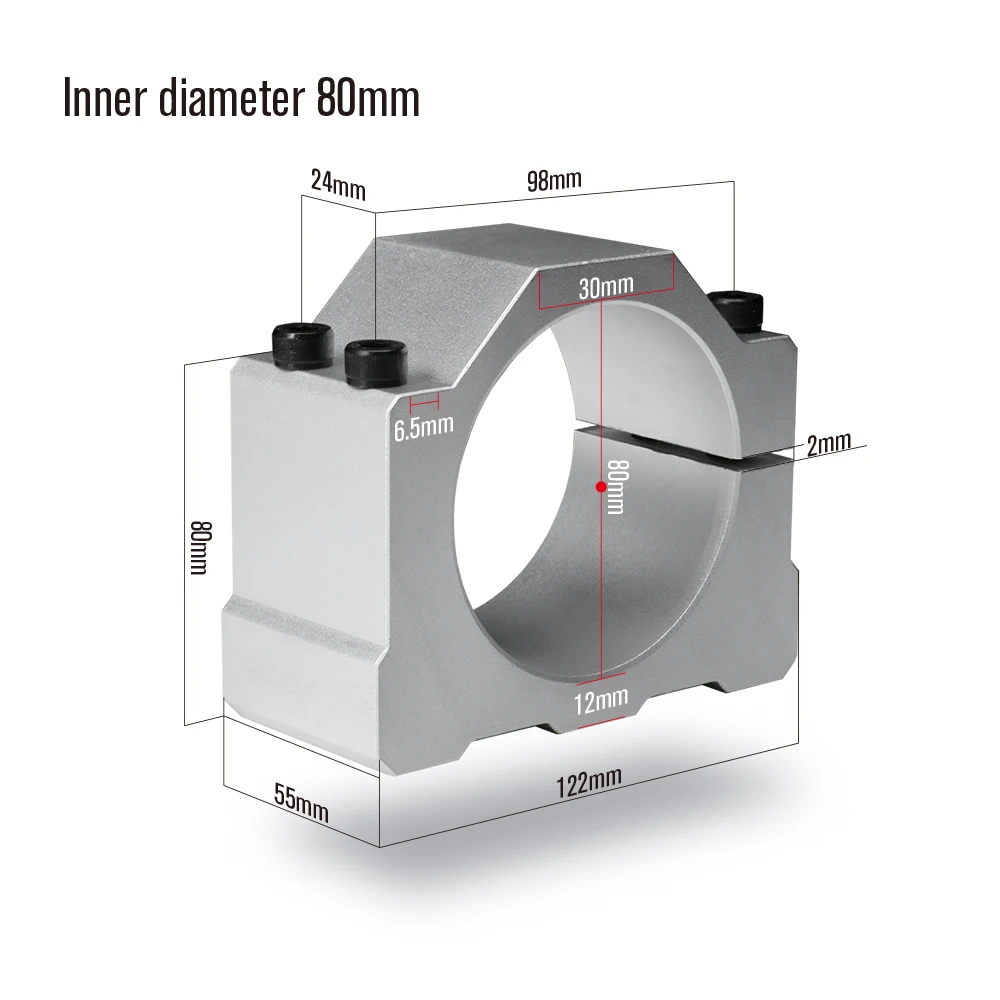 Abrazadera de husillo de aluminio de 52mm, 56mm, 65mm y 80mm, soporte de Motor para máquina enrutadora de grabado CNC, conector de diámetro