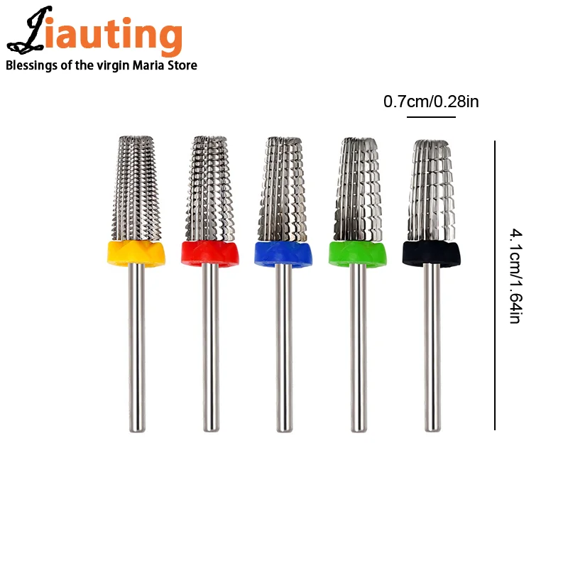 5 In 1 Taps Toelopende Veiligheidscarbide Nagelboren Met Snijboren Carbide Frees Voor Manicure Verwijder Gelnagels Accessoires