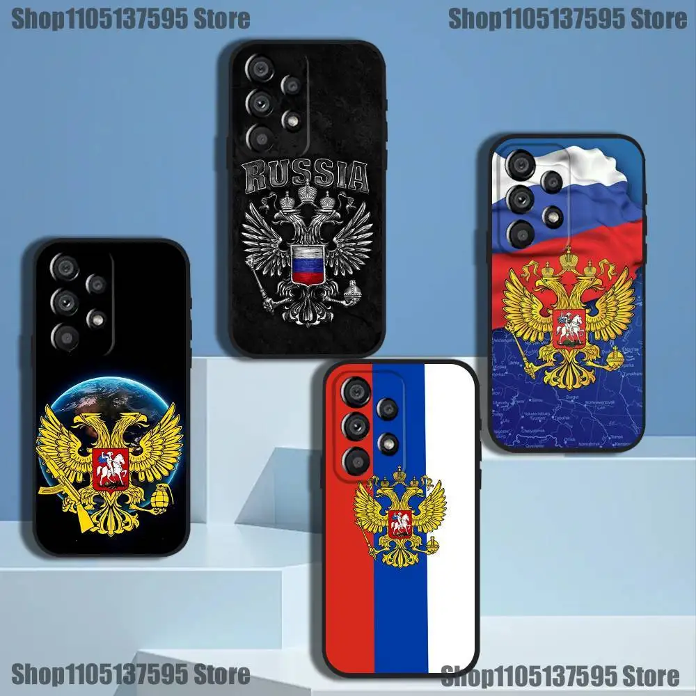 

Russia Flag national emblem Phone Case For Samsung Galaxy A73,31,32,72,41,53,52,71,22,5G,Note,J7,8,9 Soft Black Cover