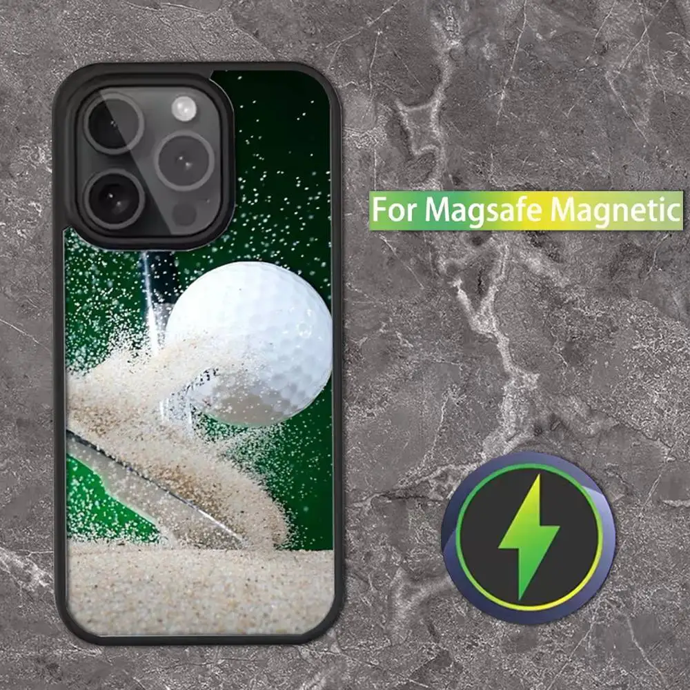Custodia per telefono Sport Golf Ball per iPhone 16,15,14,13,12,11,Pro,Max,Plus,Mini,SE Magsafe Ricarica wireless magnetica