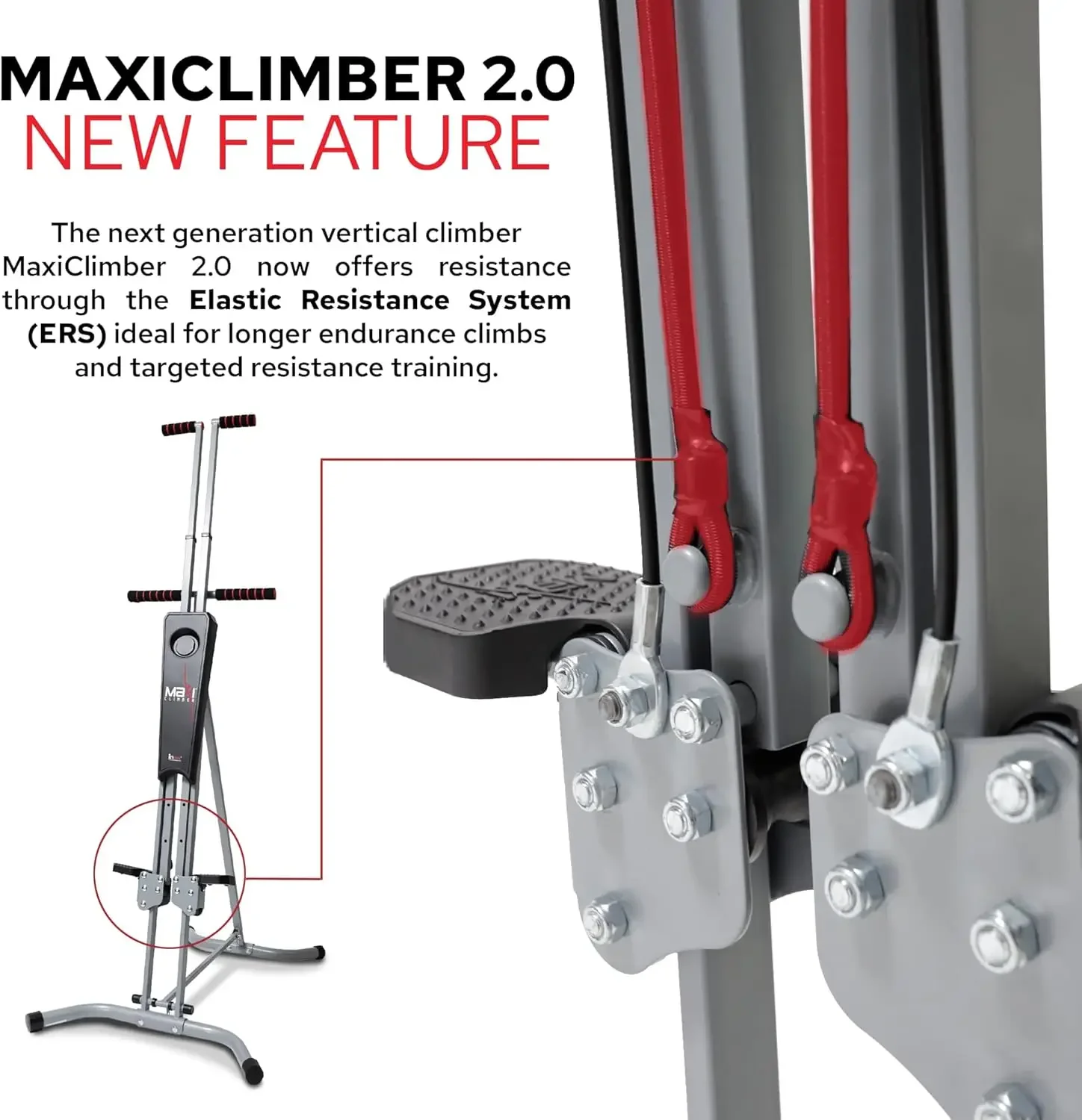 2.0 Vertical Climber ERS (Elastic Resistance System) - Easy to Assemble, Folding Exercise Machine Combines Cardio