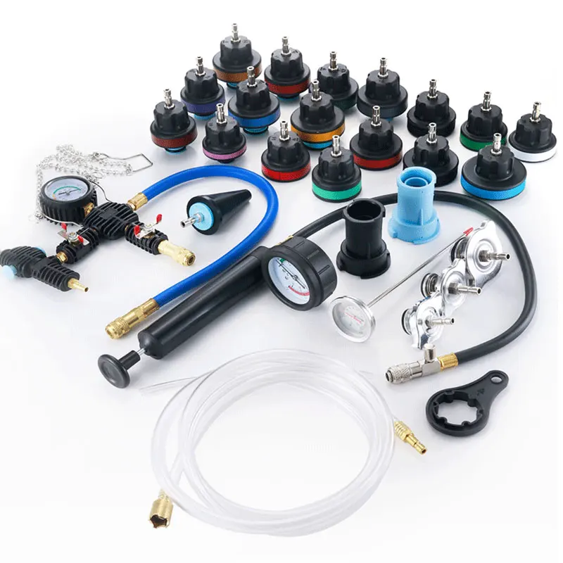 28Pcs Car Radiator Pump Pressure Tester Set Vacuum Type Cooling System Tester Water Tank Leak Detection Pressure Gauge Detector