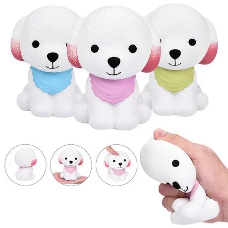 New Kawaii Cute Scarf Dog Soft Bouncing Slow Rebound Decompression Toy Squeeze Toy Slow Rise Children's Decompression Toys