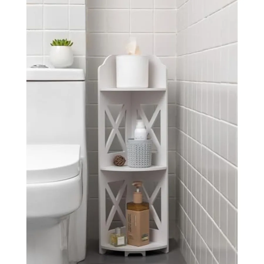 

Corner Shelf Stand Storage Organizer Great for Bathroom Corner Shelf Perfect for Small Space Waterproof Stand Also Use for Toil