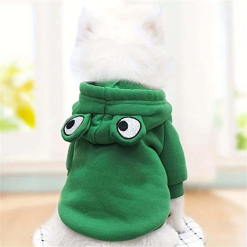 Adorable Green Frog Dog Sweater Dog Coats  Pet Clothes Pet Hooded Sweatshirt Pet Halloween Cosplay 1pc