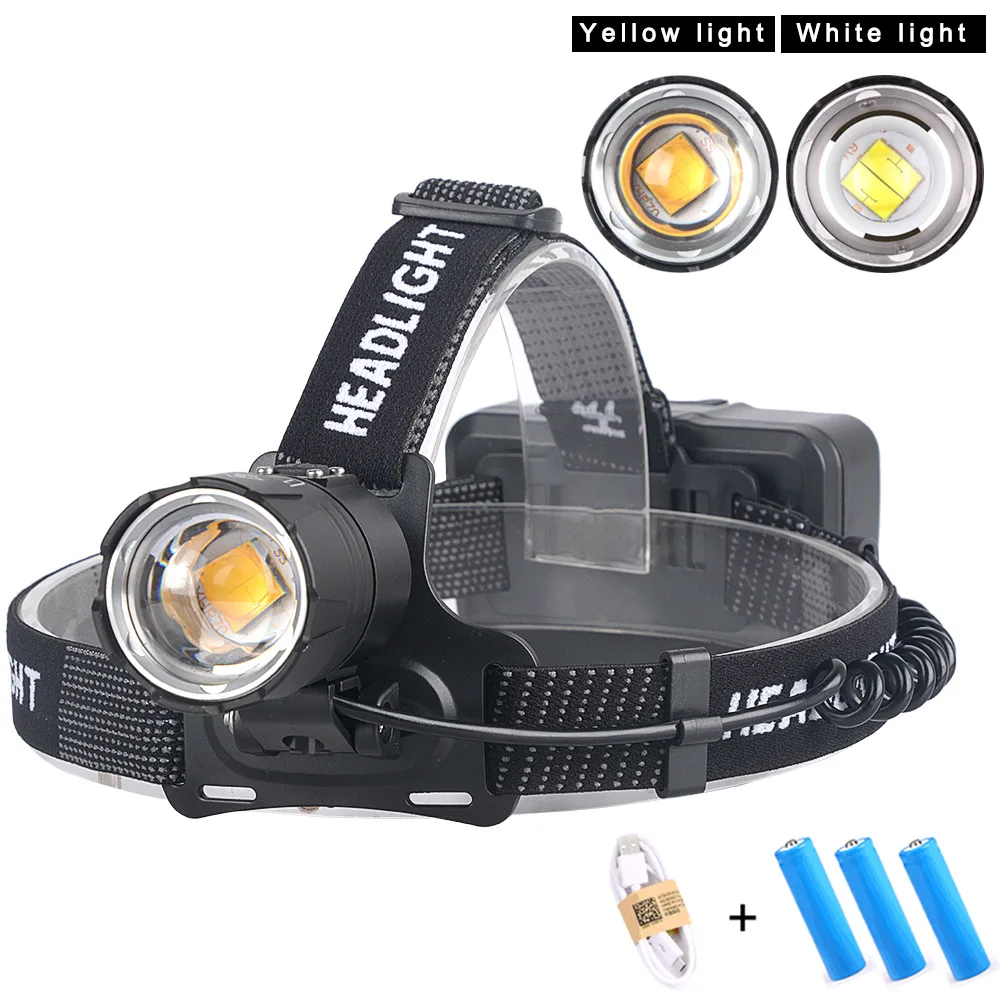 

New XHP-70.2 headlamp, USB charging, input and output zoom power display large lens headlamp, wholesale