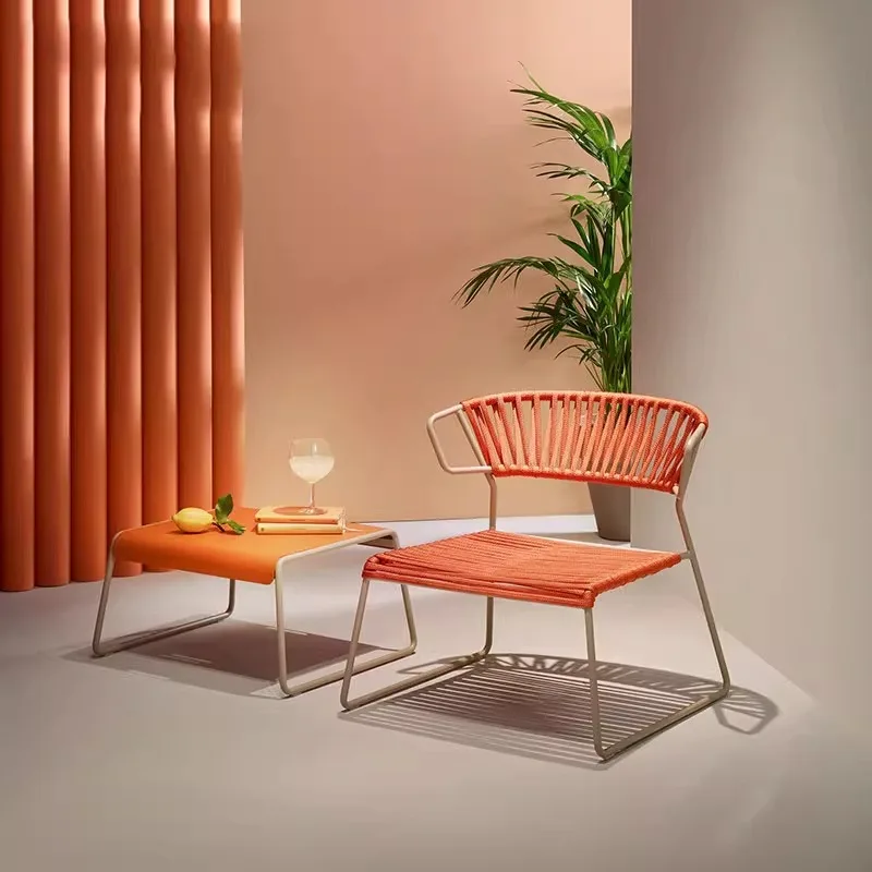 Nordic outdoor balcony sofa chair simple leisure garden courtyard villa lazy chair coffee table combination three-piece set