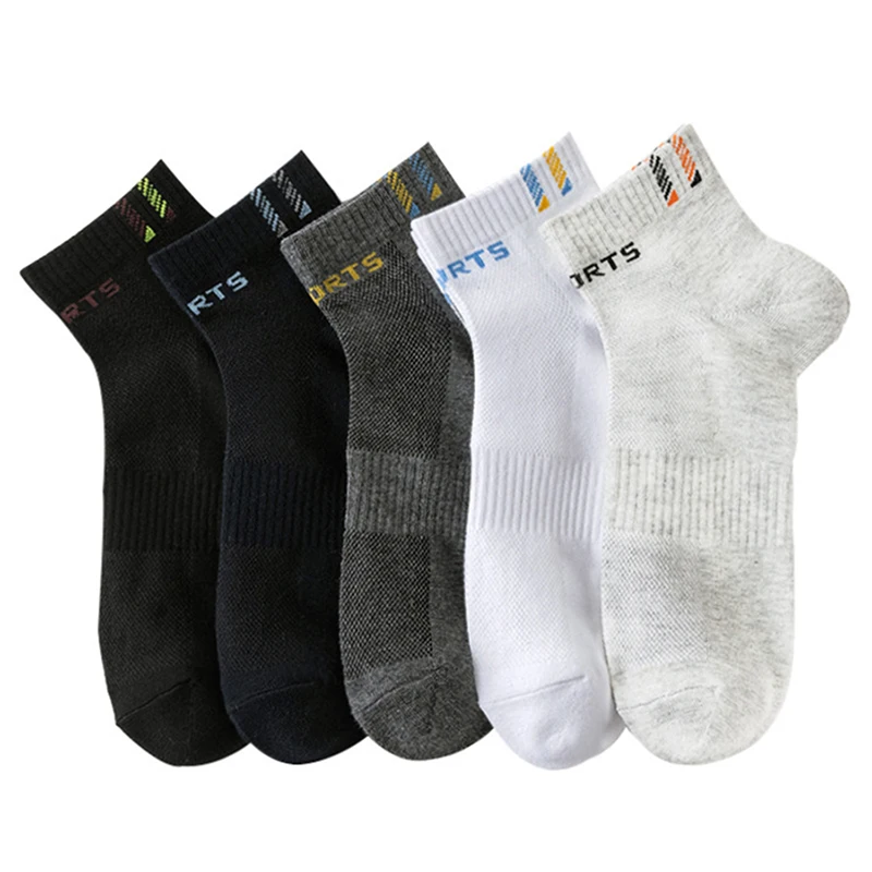 Chaussettes courtes en coton pour hommes, 5 paires = 10 pièces, haute qualité, respirantes, non ald, été, rinçage, maille, bateau, sport