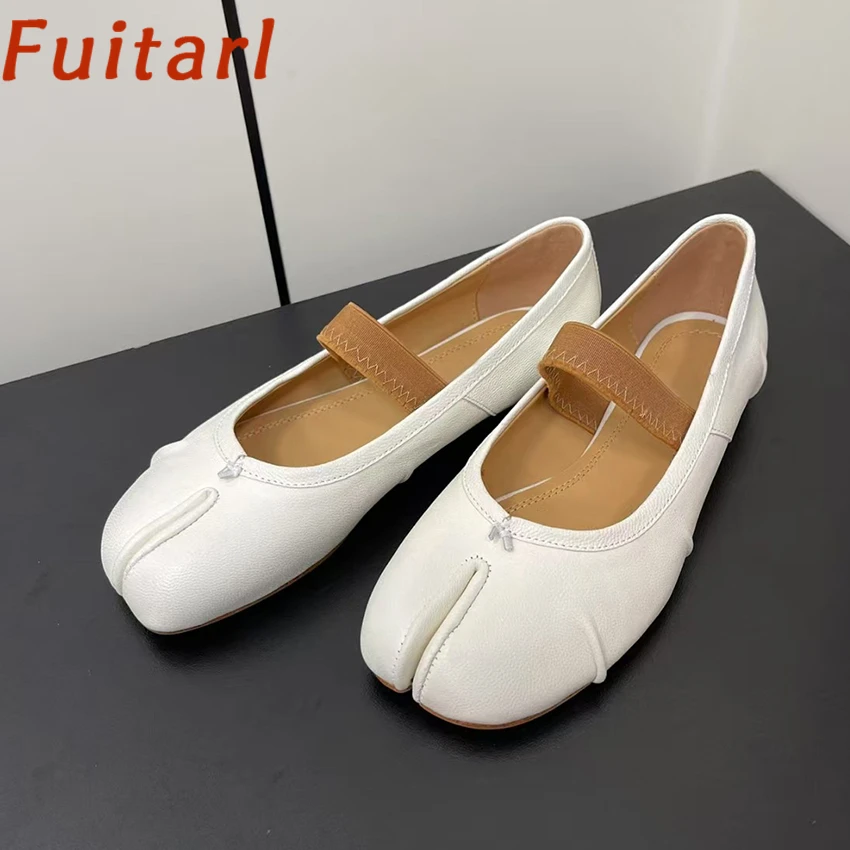 Hot Sale Real Leather Ballet Flat Shoes Women Split Toe Loafers Woman Elastic Band Comfort Dance Shoes For Woman