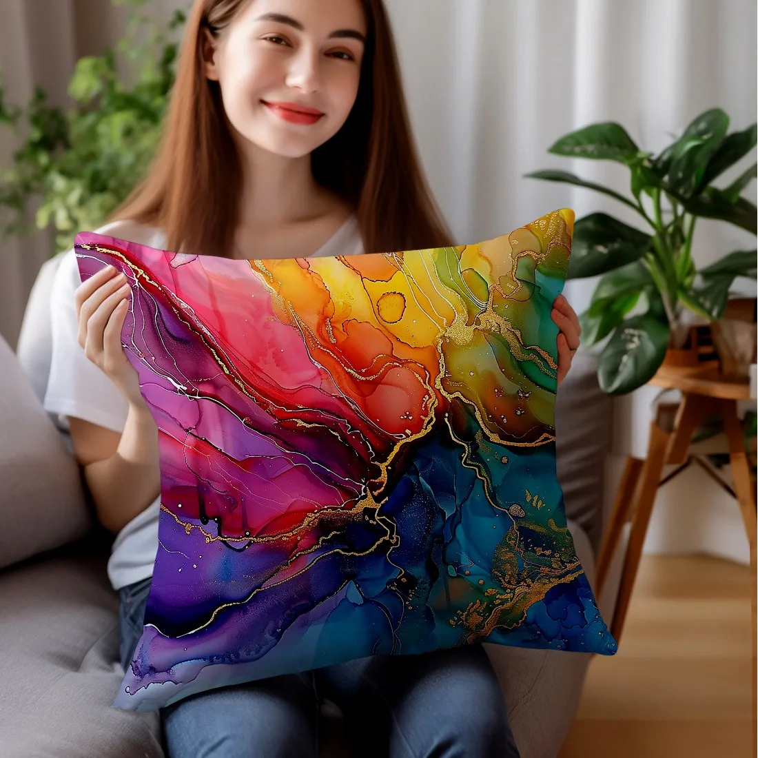 Geometric Art Decorative Pillow Cover Super Soft Polyester Material Living Room Sofa Back Car Pillow Cover Home Decoration view 2