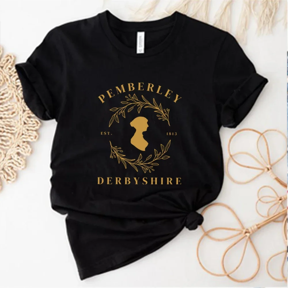 Reading T Shirt Pemberley T-Shirt Jane Austen Print Short Sleeve Shirt Bookish Shirts Dark Academia Clothing Librarian Tops