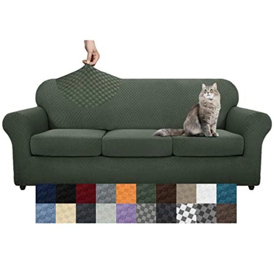 

Latest Checkered 4 Pieces Couch Covers for 3 Cushion Couch Extra Large High Stretch Thickened Sofa Cover for Dogs Pets Furnitur