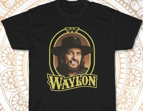 Черная Мужская футболка Waylon Jennings