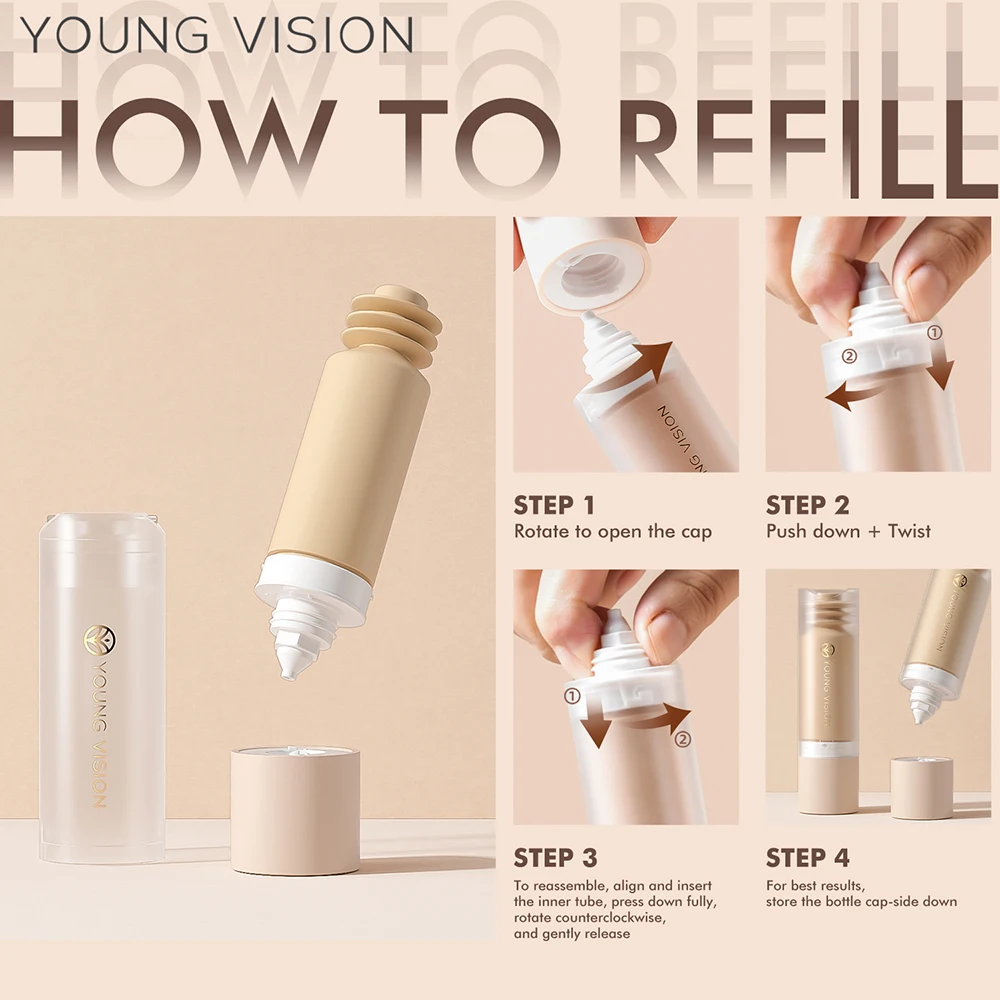 Young Vision Bottom Liquid Foundation Press Detachable Matte  Oil Control  Hard To Take Off Makeup Facial Foundation Liquid