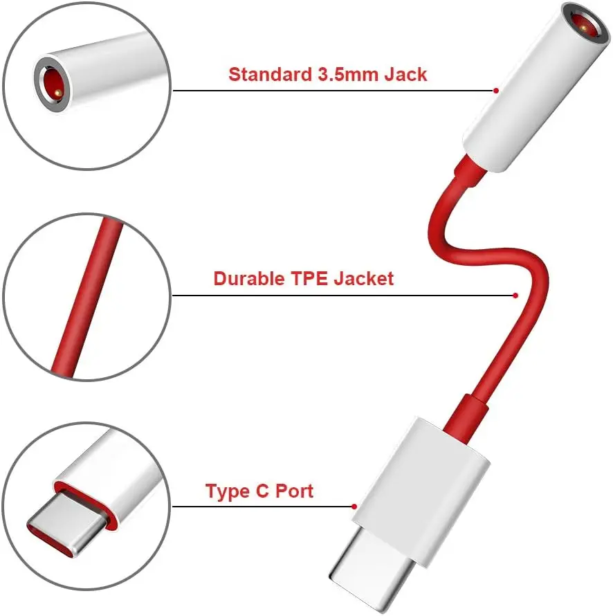 محول مقبس سماعة أذن من نوع C إلى من USB ، كابل محول صوت Aux ، OnePlus 1 + ، 12 ، 11 ، 10 ، 9 ، 8 ، 7T ، Ace Pro ، 10 ، 11R ، 9RT ، Nord 2 ، 3 t