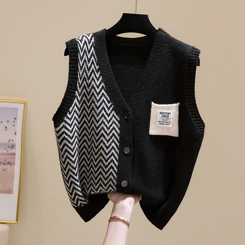 Striped Asymmetric Vintage Acrylic Knit V-Neck Single Breasted Women\'s Cardigan Sweater Cardigan For Women Clothing Autumn