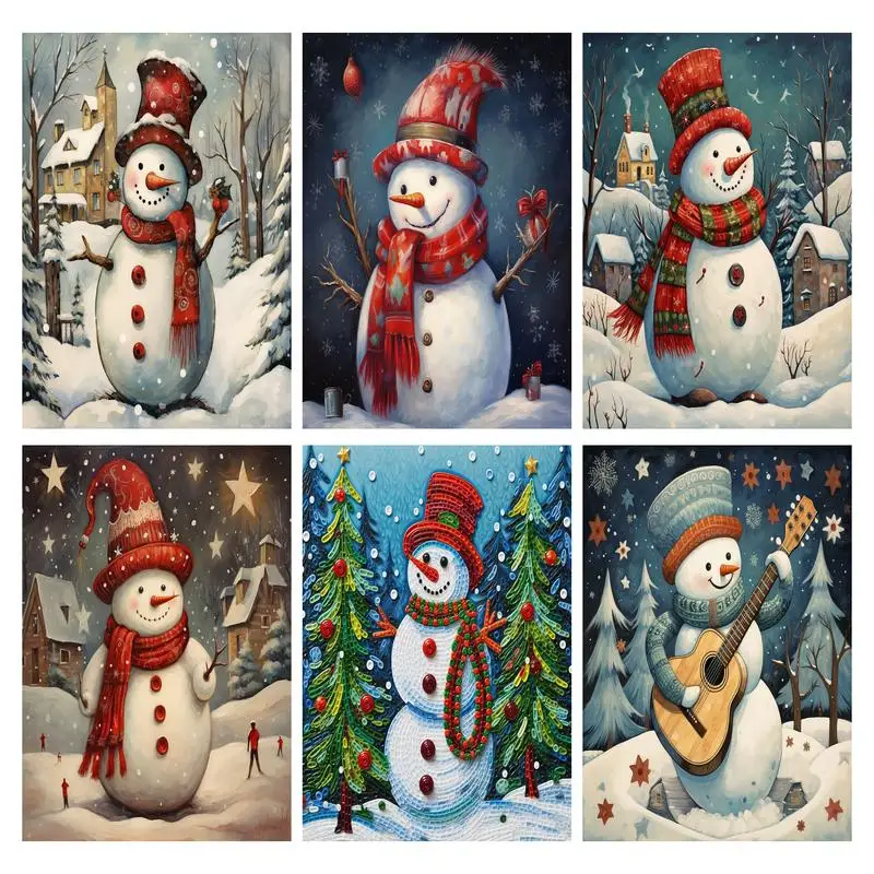 

GATYZTORY Painting By Number Snowman Drawing On Canvas Gift DIY Pictures By Numbers Hand Painted Paintings Home Decor