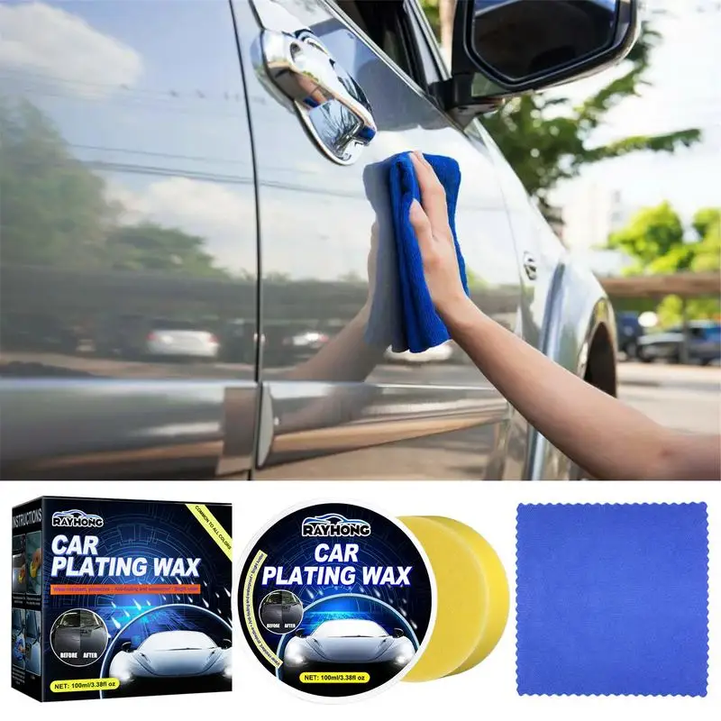 100ml Car Wax Coating Set With Sponge Car Coating Wax Glossy Top Coating Care Waterless Protection And Shine