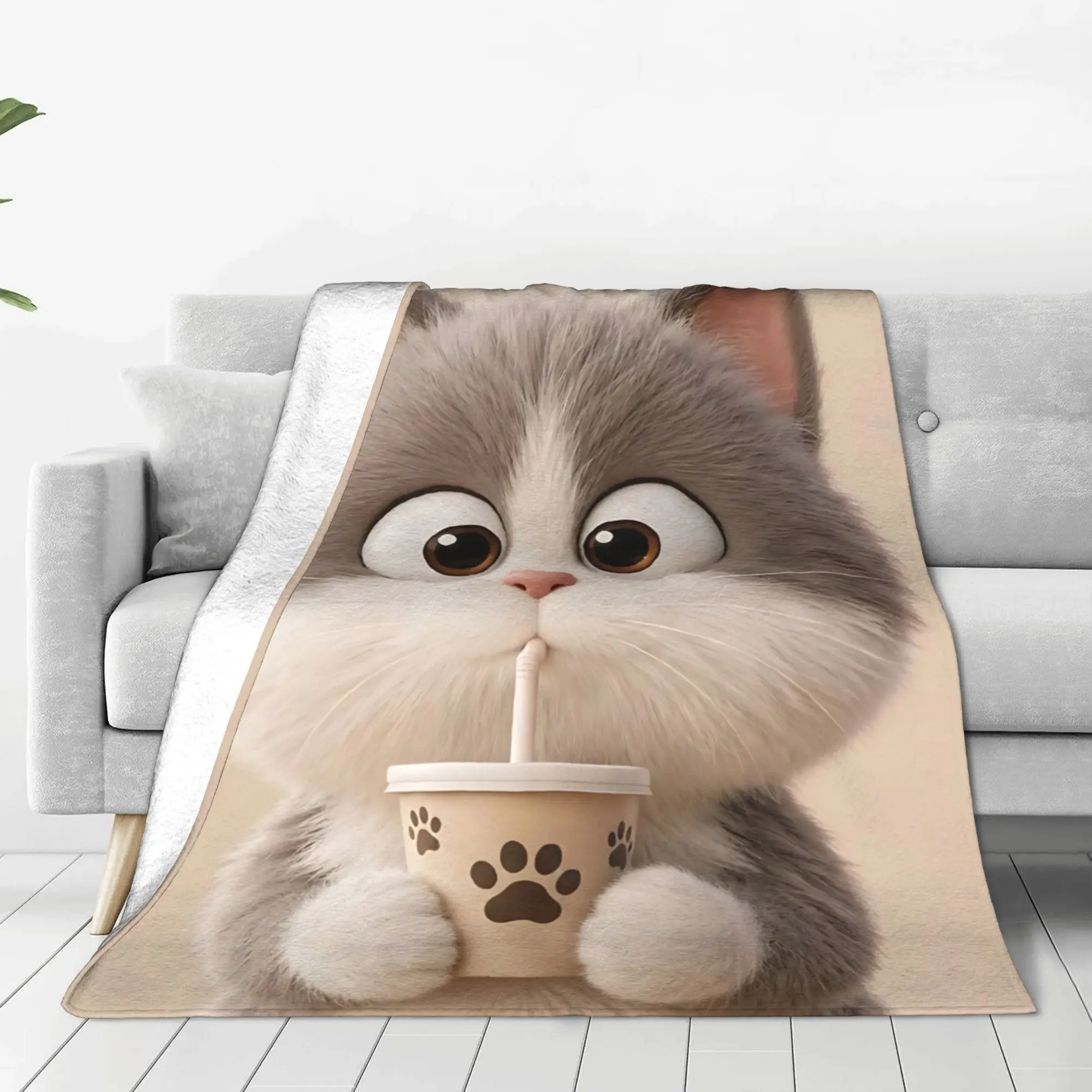 1PC British Shorthair Cat  Winter Blankets for Adults Bedding Home Interior Sofa Knee Black Friday Deals