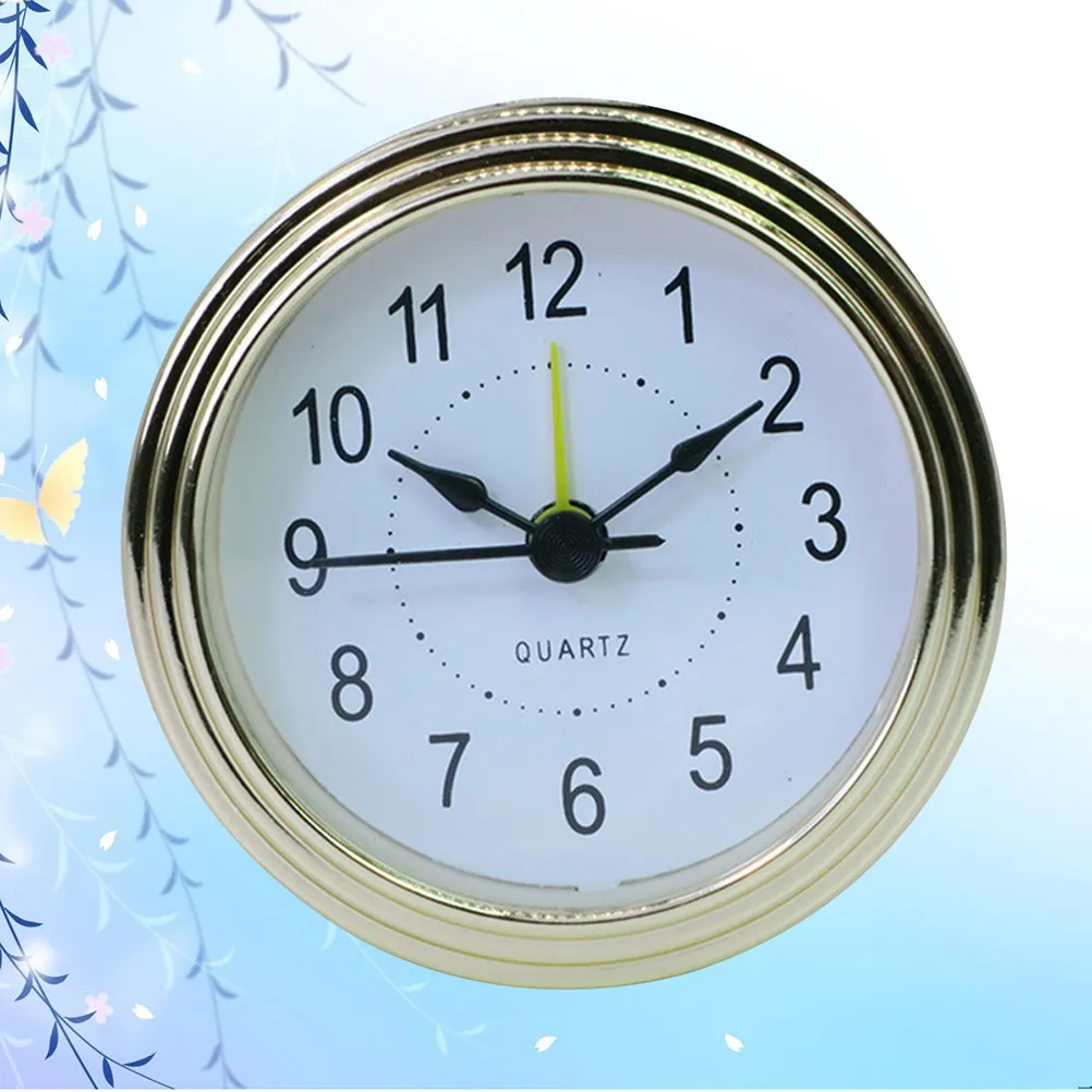 78 Mm Round Quartz Clock with black Arabic Numerals White Dial Clear Glass Lens Gold Plastic Bezel for Hotel Office DIY