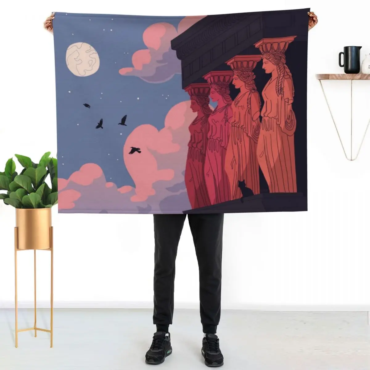 Caryatids at Dusk Throw Blanket Beautifuls Warm Retros Multi-Purpose Winter beds Thermals For Travel Blankets