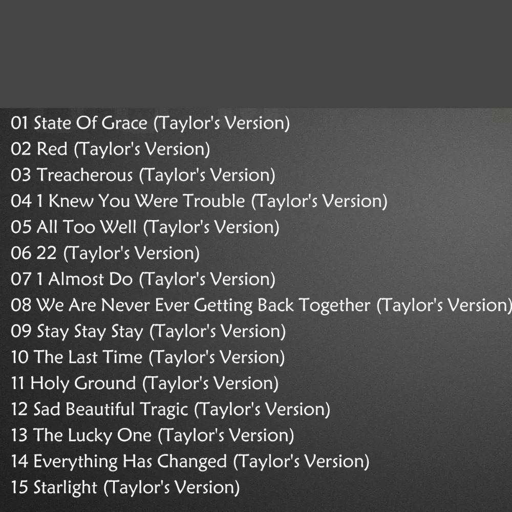 Taylor Red 2021 Neu-Aufnahme-Version Pop-Musik-Sammlung Auto 2CD Disc