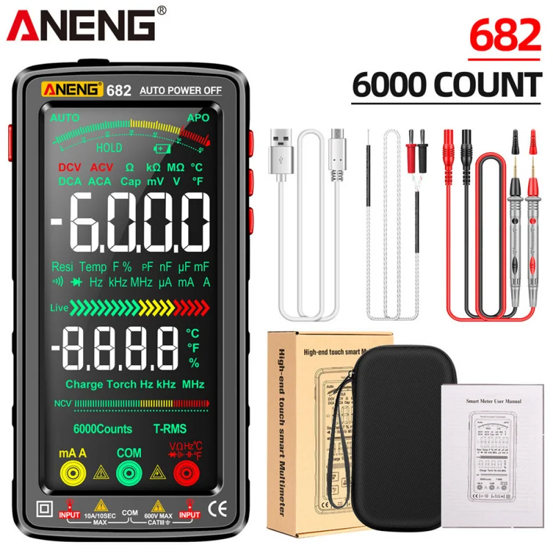Digital Multimeter ANENG 683 682 681 Smart High Touch 6000 Counts Multimeter AC/DC Voltage Tester Current Voltmeter Tools