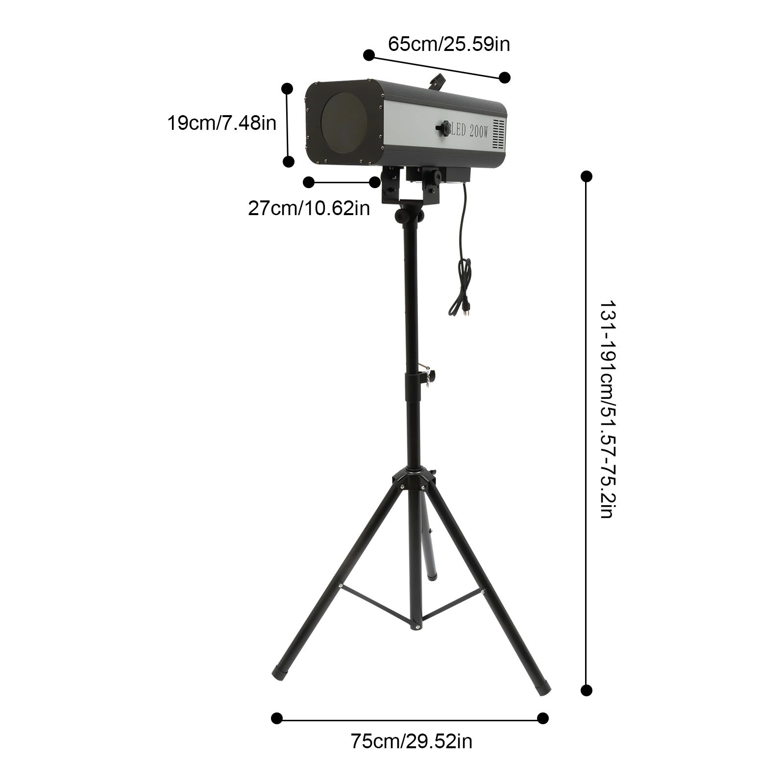 200 واط LED ضوء مراحل الأضواء مع حامل ثلاثي القوائم قابل للطي قابل للتعديل 6 ألوان 110 فولت اتبع بقعة الضوء