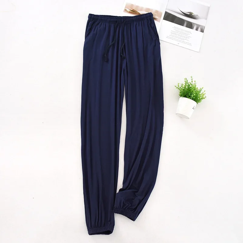 Pijamas japoneses para hombre, pantalones de modal para el hogar, pantalones cónicos elásticos sueltos, pantalones de pijama de talla grande,