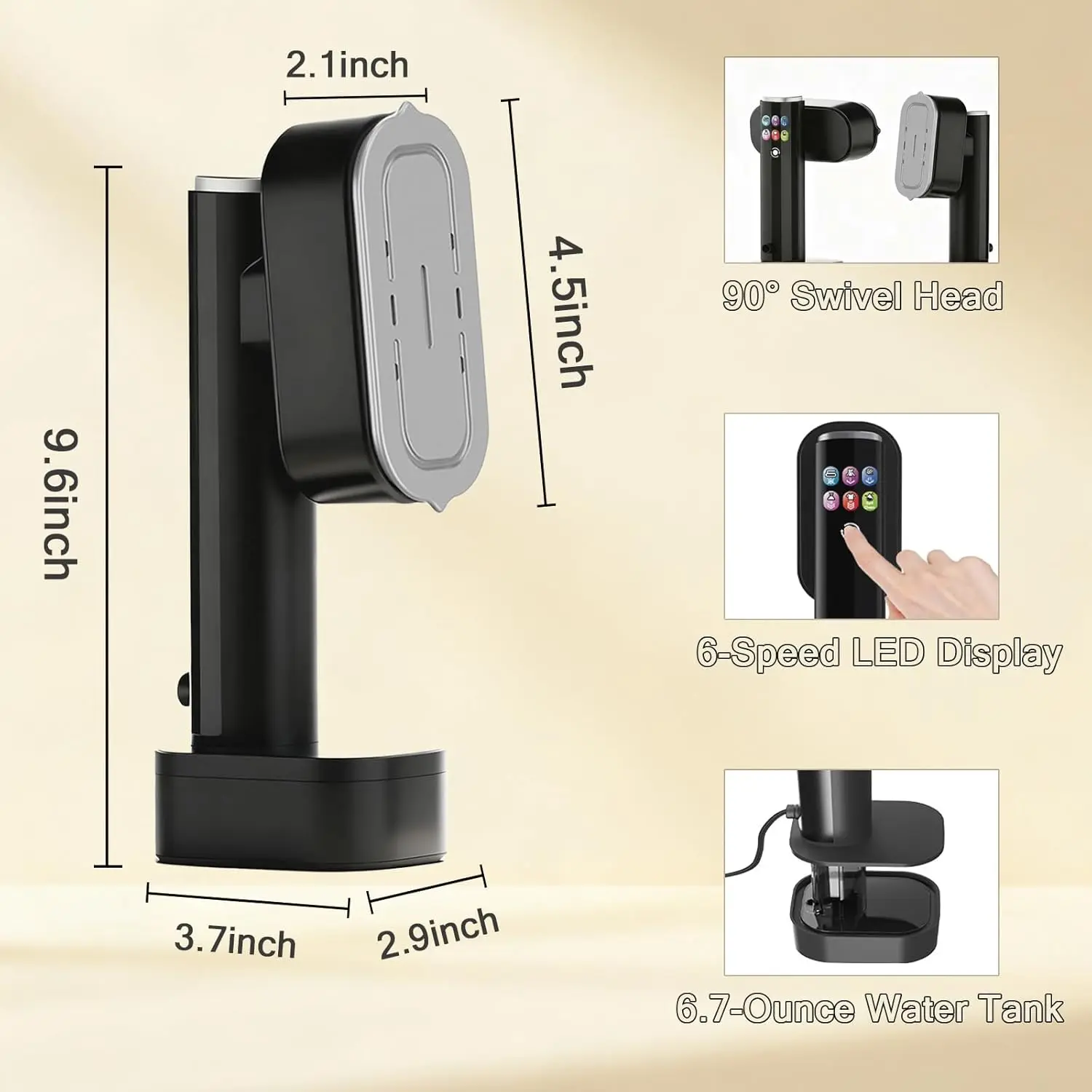 مكواة بخار للسفر للملابس، شاشة LCD، مكواة بخار للملابس قوية بقدرة 1300 وات، مكواة بخار للملابس محمولة باليد 2 في 1 للسفر f #2