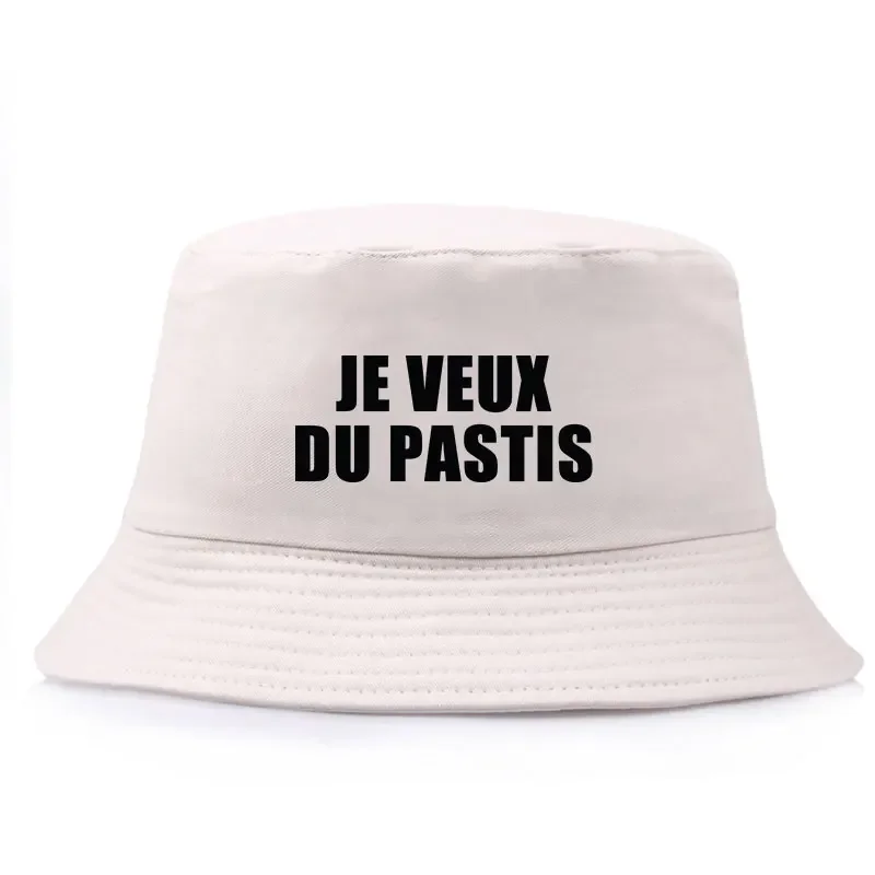 Je Veux Du Pastis Bob Summer Reversible Bucket Hat Woman Man Cool Cotton Fisherman Cap Unisex Daily Sun Beach Panama Hats