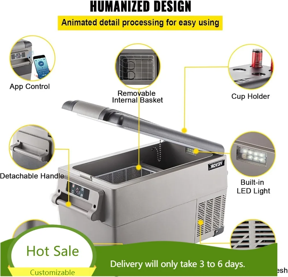37Qt Car Refrigerator Dual Zone -12/24V DC & 110-240V AC, App Control, -4~68°F, Portable Freezer for Camping, Travel