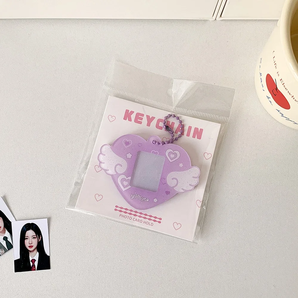 Tragbarer Fotokartenhalter aus Acryl mit glitzerndem Stern, Schlüsselanhänger, 2,5 cm, Ausweishülle für Studenten, Kpop Idol, Fototasche, langlebige Kartenaufbewahrung
