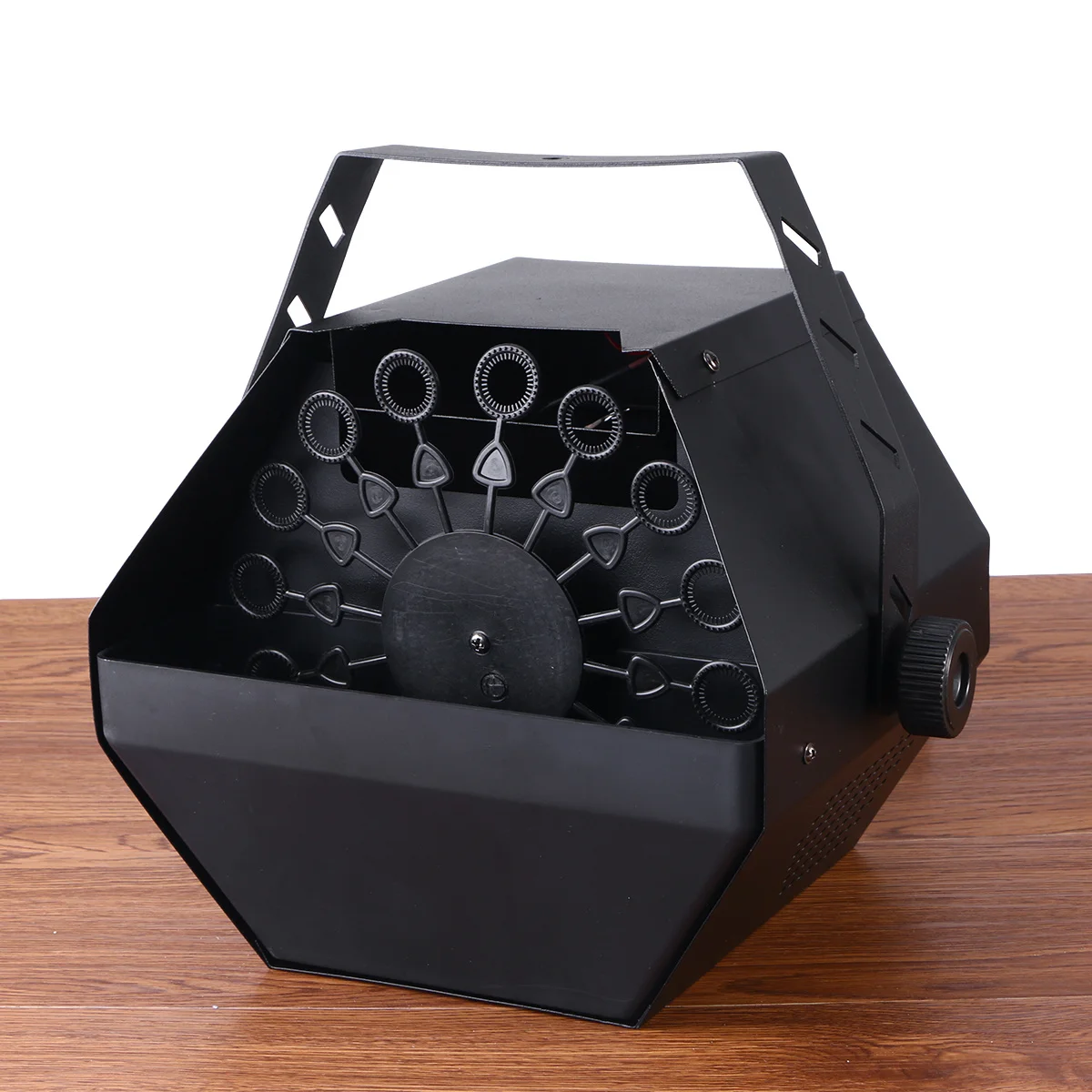 ماكينة فقاعات أوتوماتيكية منفاخ فقاعات كهربائي محمول مدمج مع مقبض قابل للتعديل لحفلات الأطفال وعروض المسرح وحفلات الزفاف