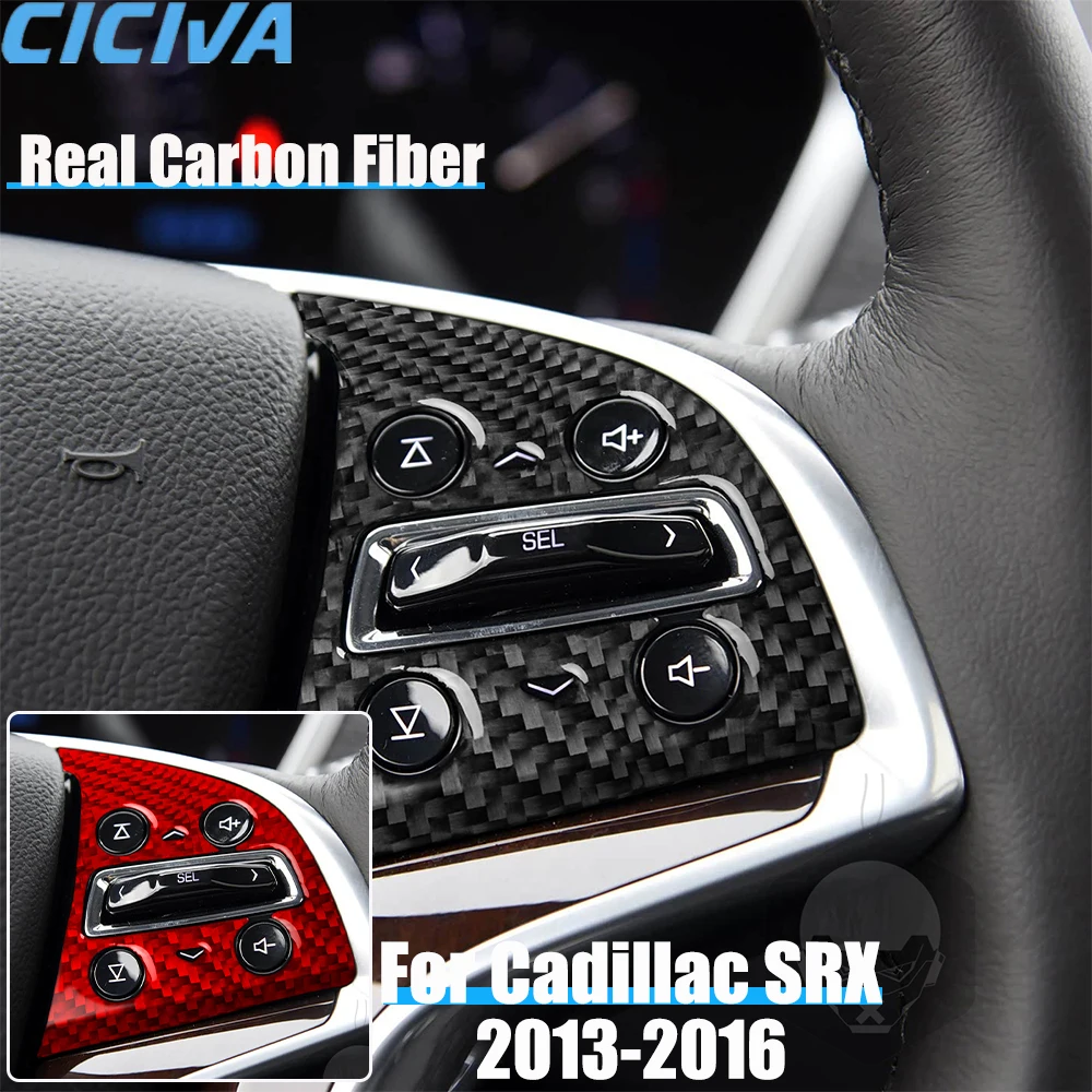 

Real Carbon Fiber Car Accessories Steering Wheel Buttons Decorative Trim Cover Soft Sticker For CADILLAC SRX 2013 2014 2015 2016