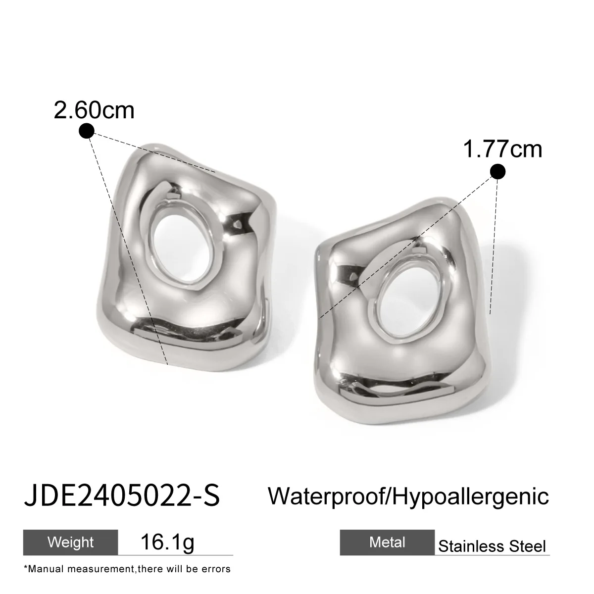 Stainless Steel PVD 18K Gold Plated Tarnish Waterproof Cutout Square Stud Earrings For Woman Jewelry Wholesale INS