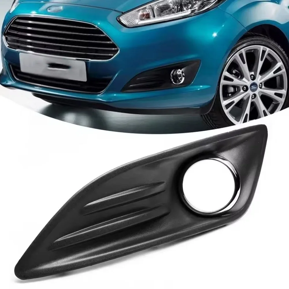 

For Ford Fiesta 2013 2014 2015 2016 Car Front Bumper Fog Light Lamp Frame Cover Black + Chrome ABS Plastic