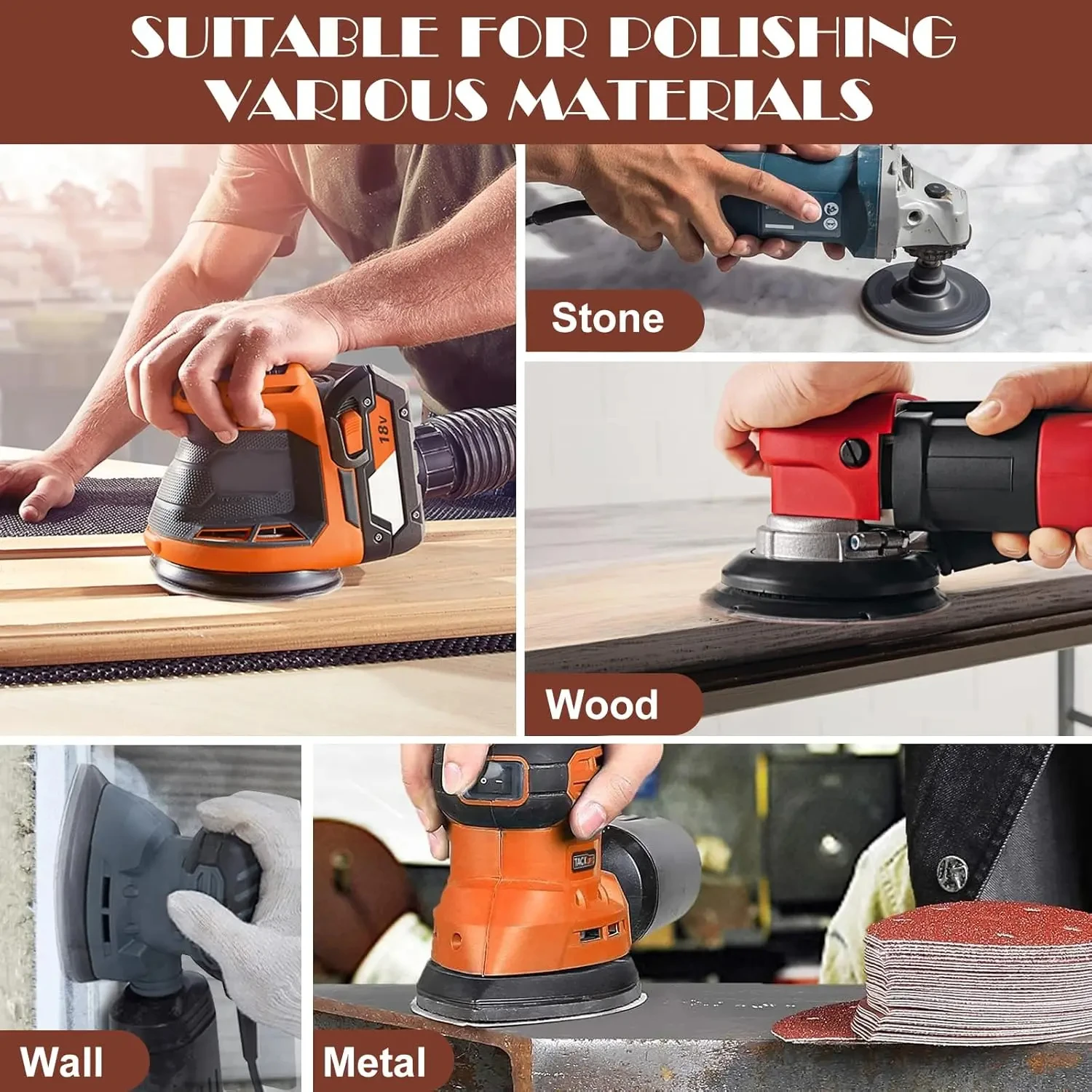 Papel de lija para lijadora de detalles de ratón, 98x140x140mm, 61 Uds. Con almohadilla para pulir, surtido de gancho y bucle de 60-400 Girt para pulir y lijar