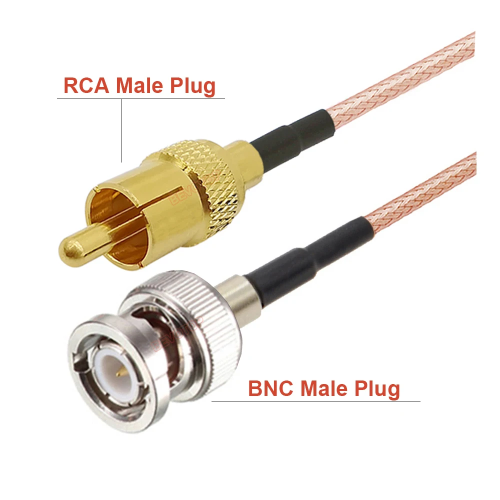 RG316 Cable BNC Male to RCA Male Plug 50 Ohm RG-316 RF Coaxial Pigtail Extension Jumper Cord Video BNC to RCA Adapter BEVOTOP