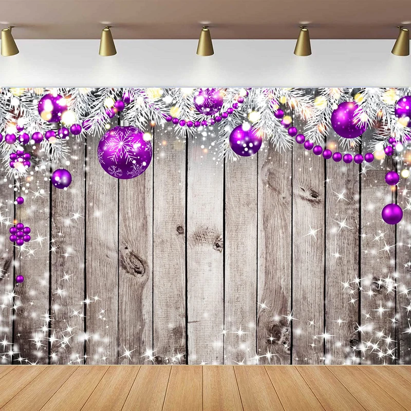 

Photography Backdrop Christmas Rustic Wood Snowflake Glitter Background Poster Xmas Party Photo Studio Booth Props Banner