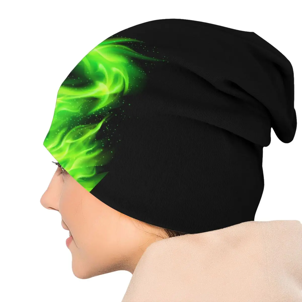 Custom Green Fire Dragon Bonnet Hat Knit Hat Men Women Fashion Unisex Adult Warm Winter Beanies Cap image 5
