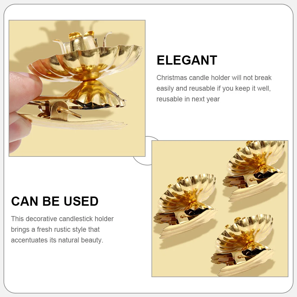 

20Pcs Christmas Holder Clip Metal Candlestick Delicate Table Clip Christmas Tree Party Accessory Metal Holder